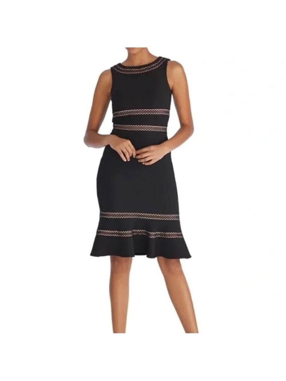 White House Black Market Sleeveless Mesh Inset Flare Hem Dress size 4